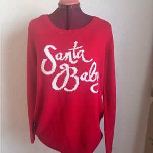 Motherhood Maternity Red 'Santa Baby' Ugly Christmas Holiday Sweater